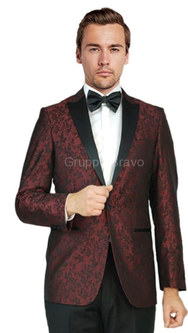 Salerno Tuxedo – Burgundy Jacquard – Incognito Menswear | Rochester ...