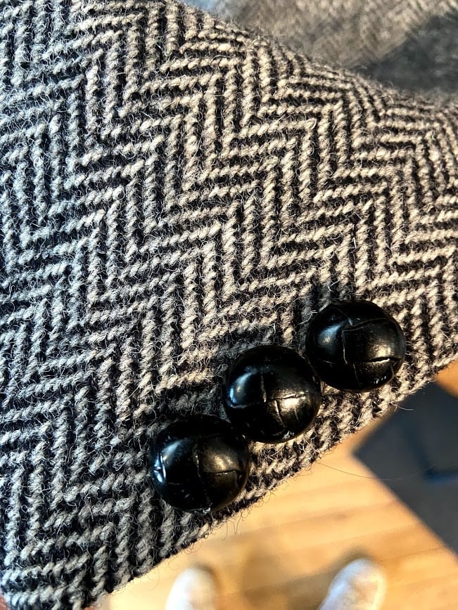 Grey Herringbone Harris Tweed Sport Coat - 100% Wool 40 Regular