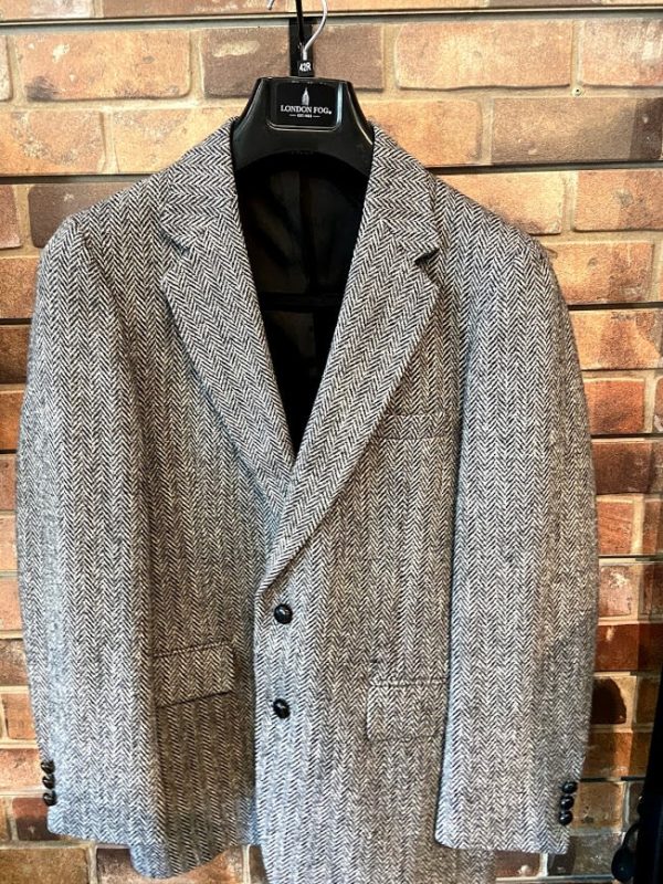 Grey Herringbone Harris Tweed Sport Coat – 100% Wool 40 Regular